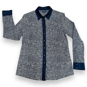 Silk / Cotton Blend Gap Semi Sheer Poised Collared Button Down Slim Blouse